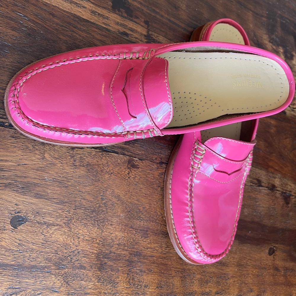 G.H.Bass Weejuns Patent Leather Pink Slides 8.5